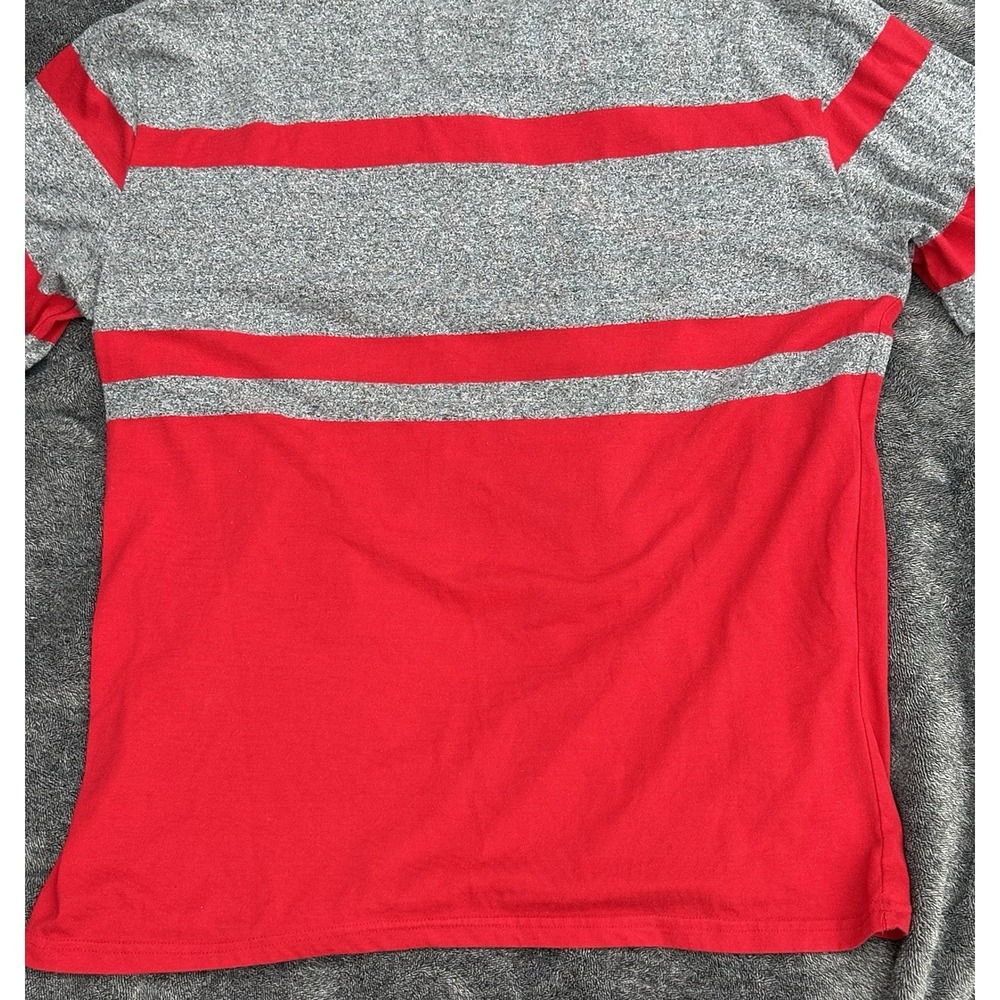 Ecko Unltd Mens Graphic T-Shirt Red Gray Striped FU Logo Y2K Streetwear 1972 - Picture 12 of 13